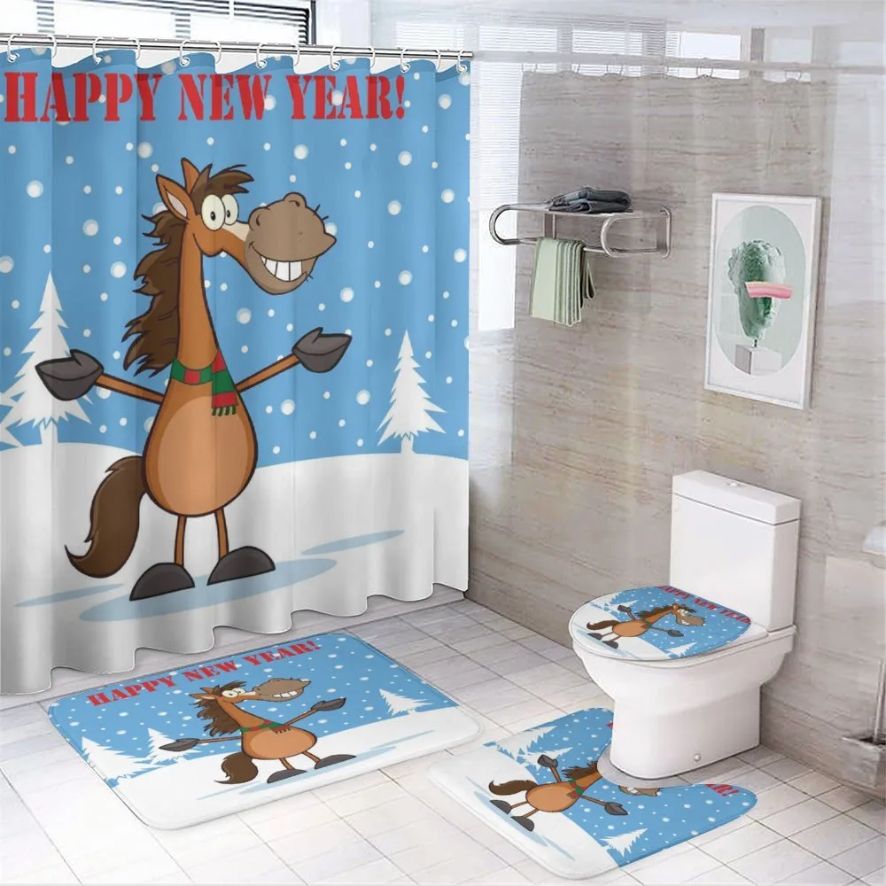 Horse in Snow Winter — 4-Piece Bathroom Set preview