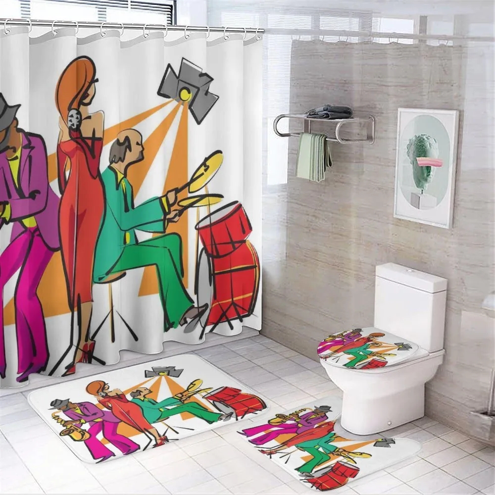 Jazz Band on Stage 4-Piece Bathroom Set product video