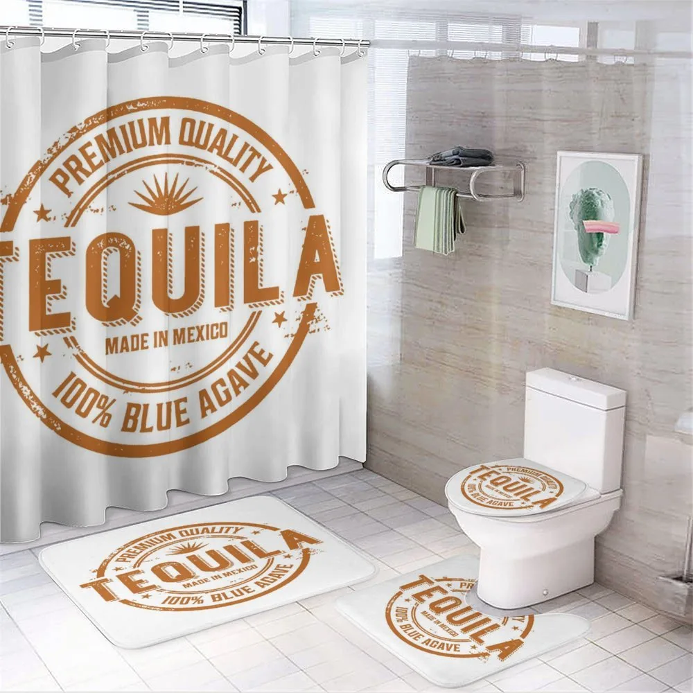 Mexican Drink Retro Stamp — 4-Piece Bathroom Set preview