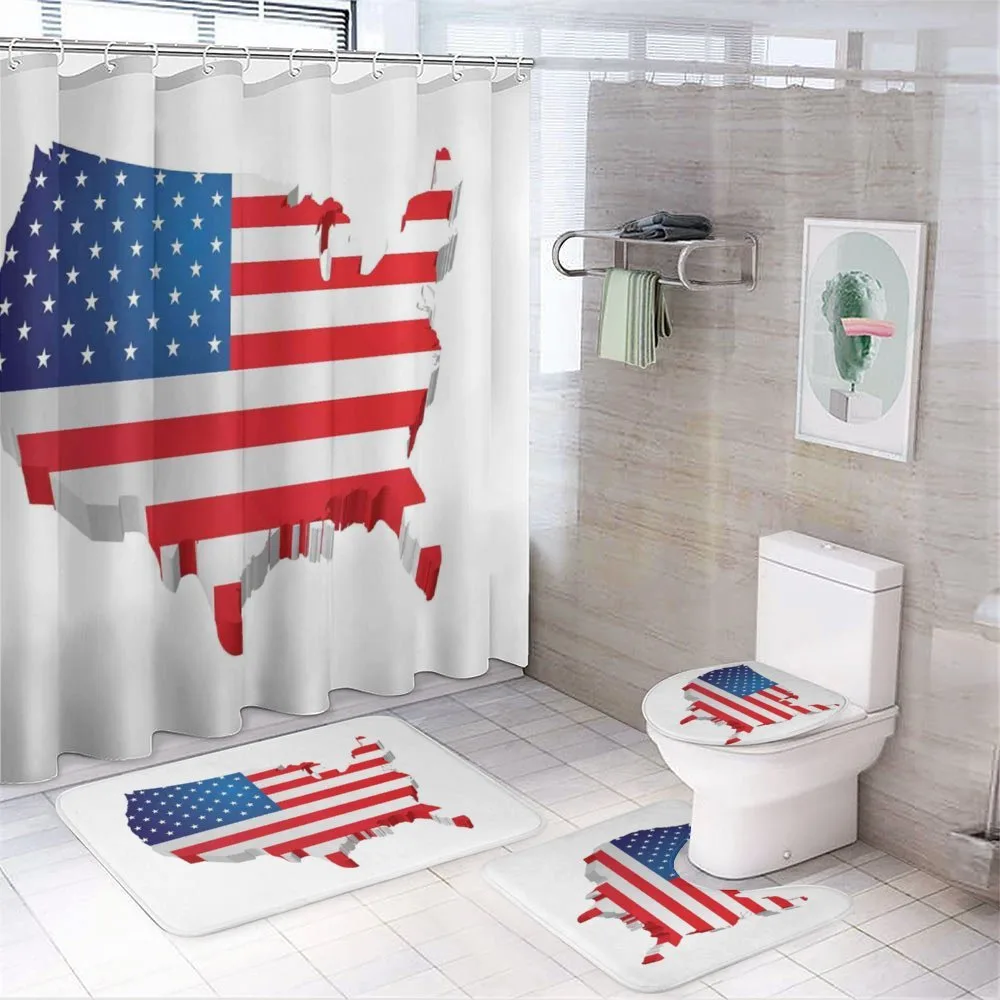 Old Glory Theme Patriotic 3D — 4-Piece Bathroom Set preview