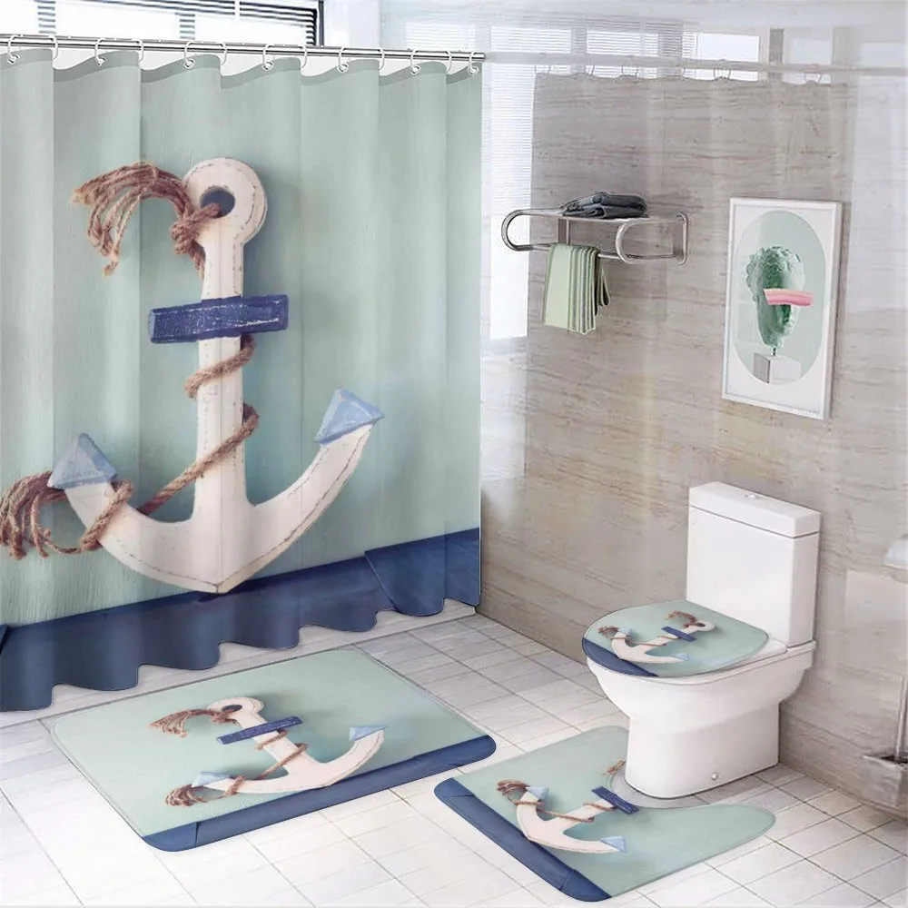 Anchor and Rope Motif — 4-Piece Bathroom Set preview