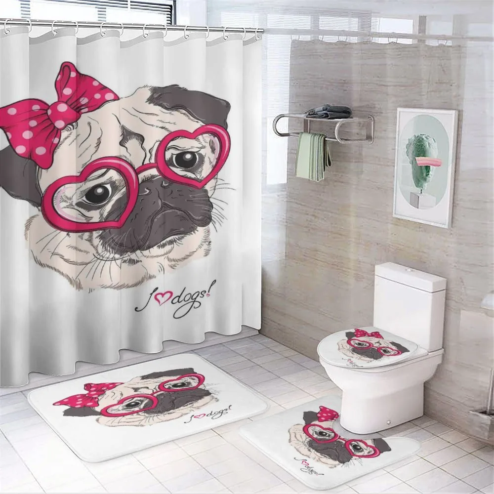 Cartoon Fashion Hipster Dog — 4-Piece Bathroom Set preview