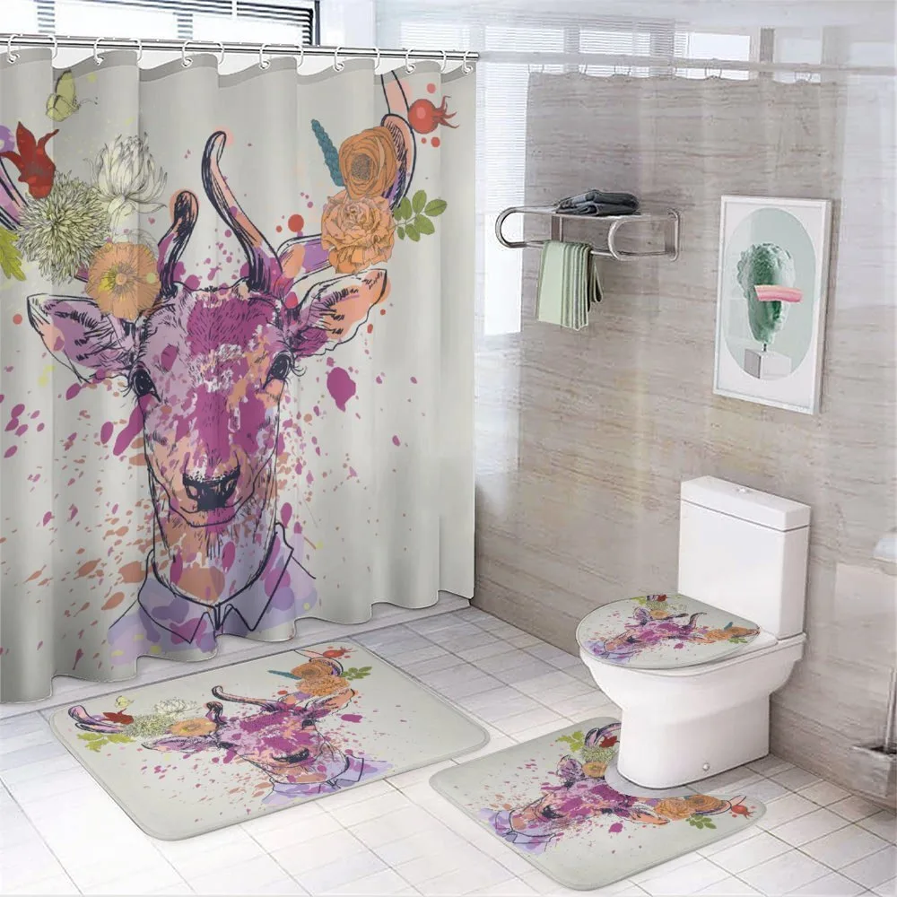 Deer Portrait — 4-Piece Bathroom Set preview