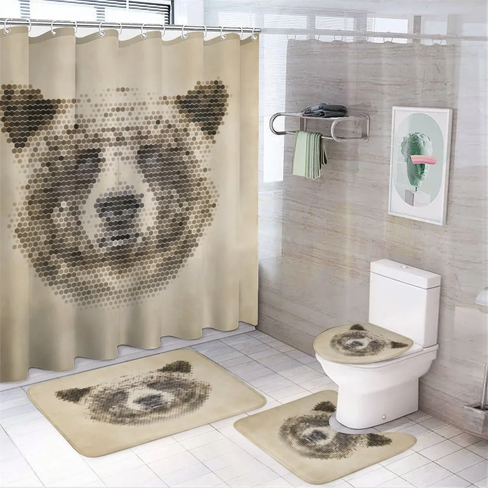 Dotted Animal Head Modern — 4-Piece Bathroom Set preview