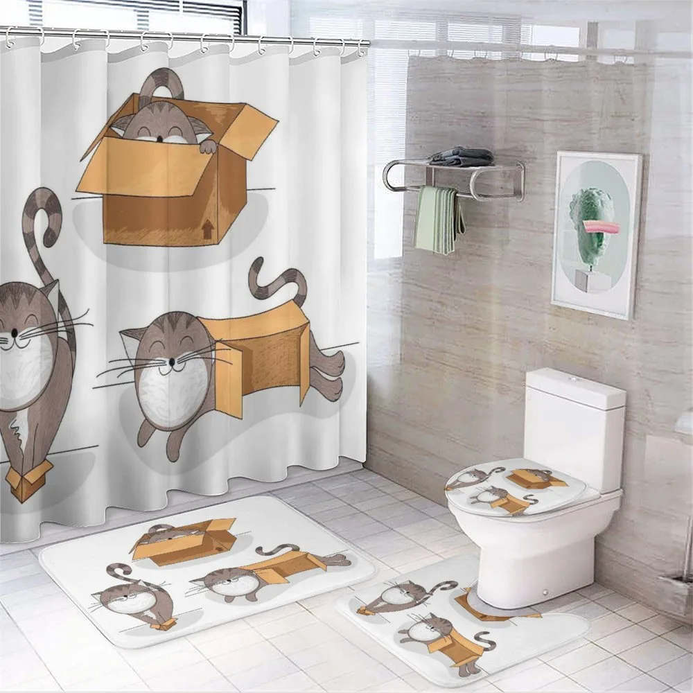 Kitten Cat in the Box — 4-Piece Bathroom Set preview