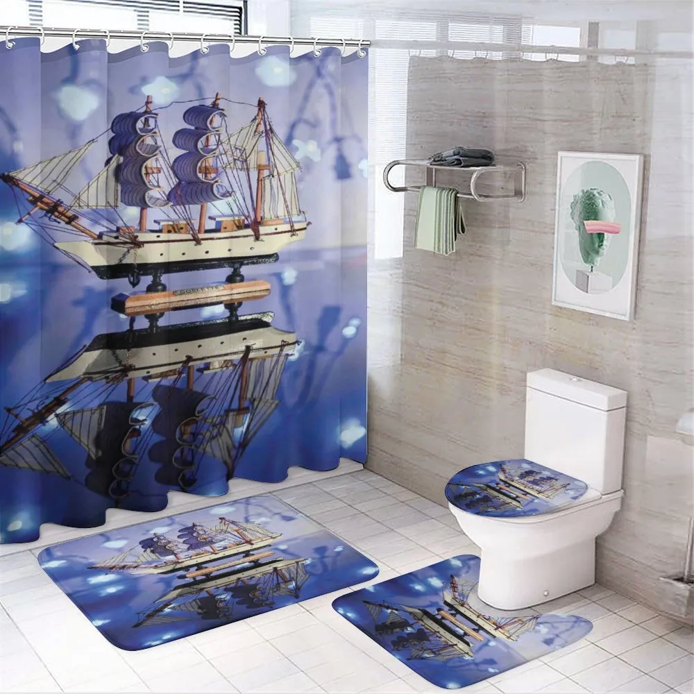 Model of a Ship with Sails — 4-Piece Bathroom Set preview