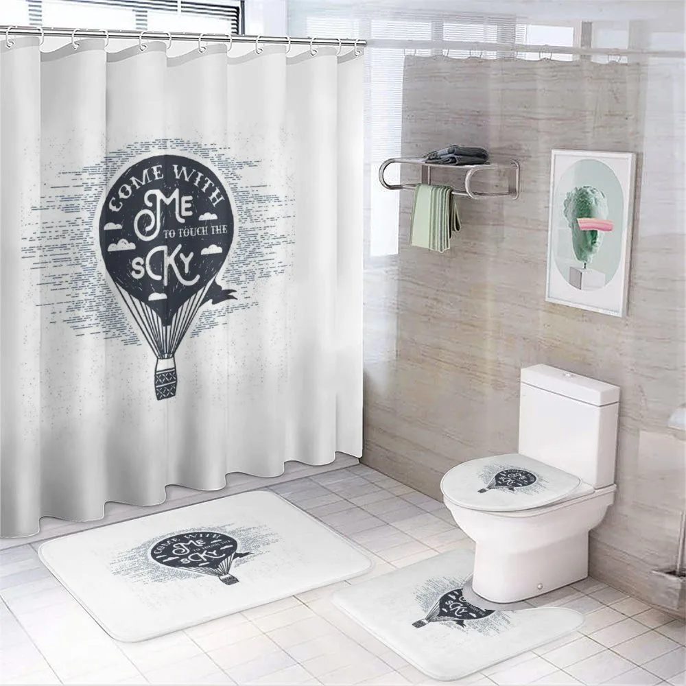 Retro Hot Air Balloon Art — 4-Piece Bathroom Set preview
