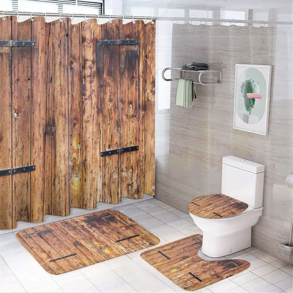 Timber Planks in Pale Tones — 4-Piece Bathroom Set preview