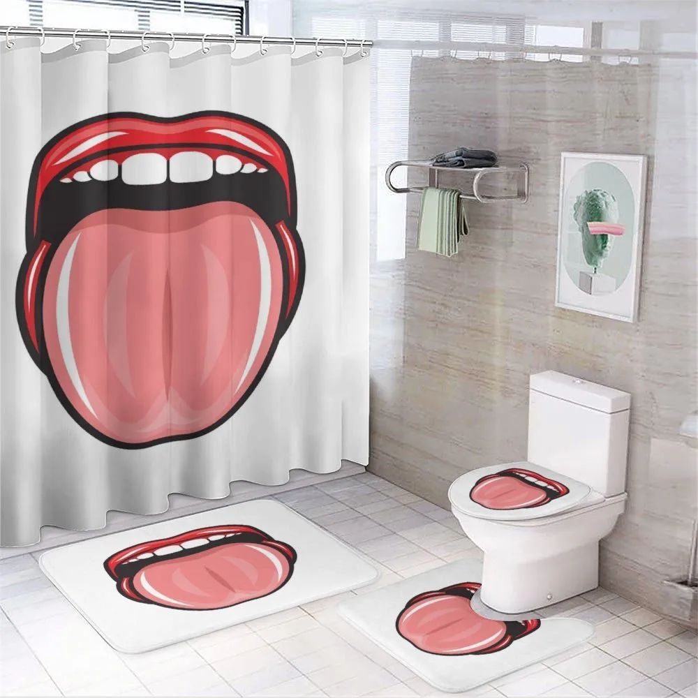 Open Mouth Tongue out Image — 4-Piece Bathroom Set preview