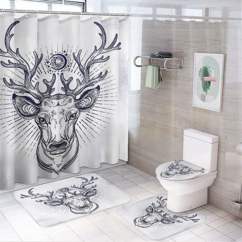 Reindeer Head Sketch — 4-Piece Bathroom Set preview