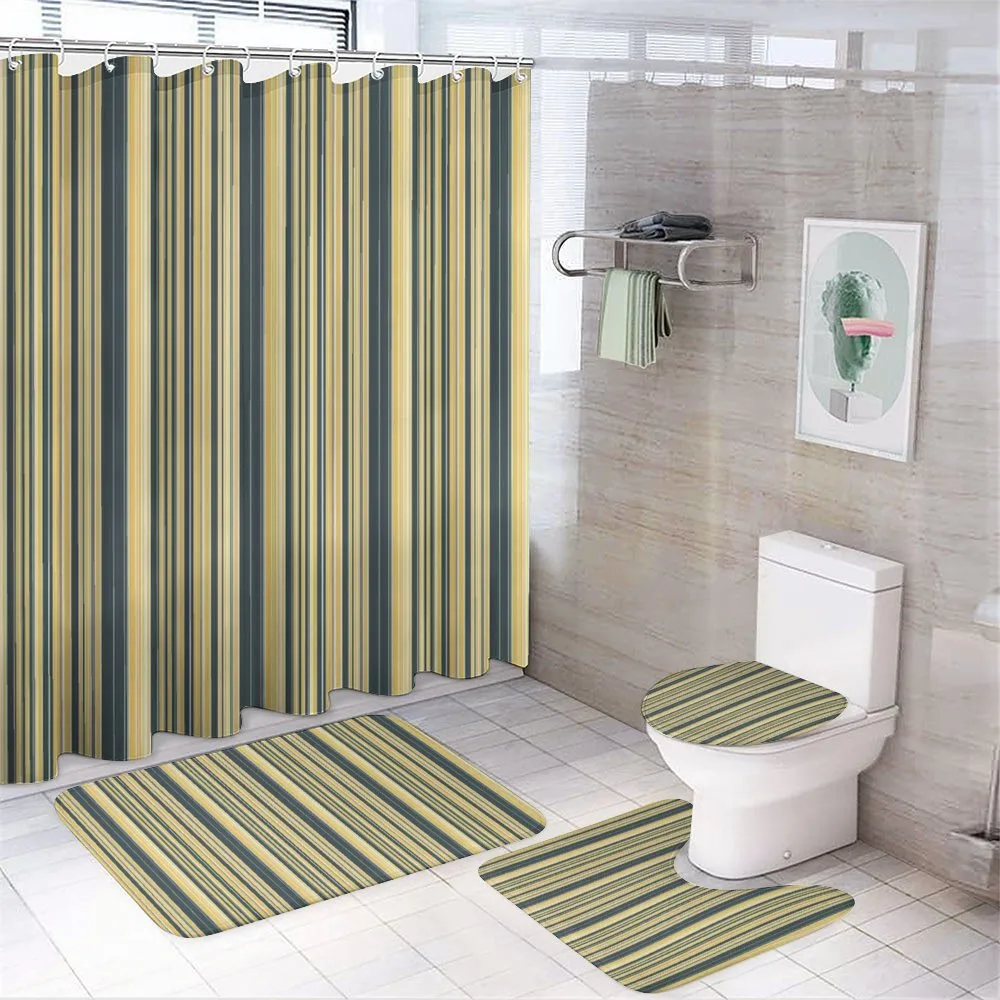 Retro Vertical Lines — 4-Piece Bathroom Set preview