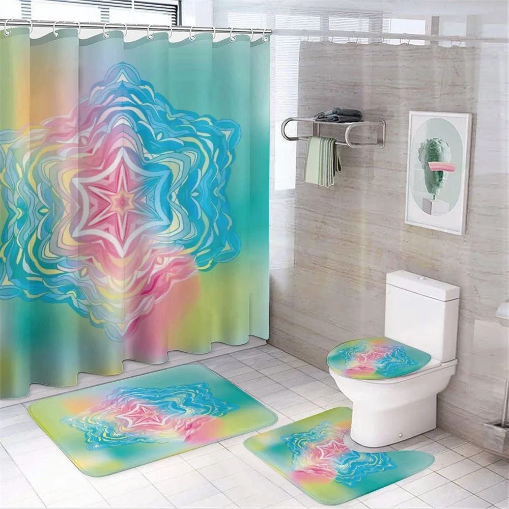 Flower Mandala Rainbow — 4-Piece Bathroom Set preview