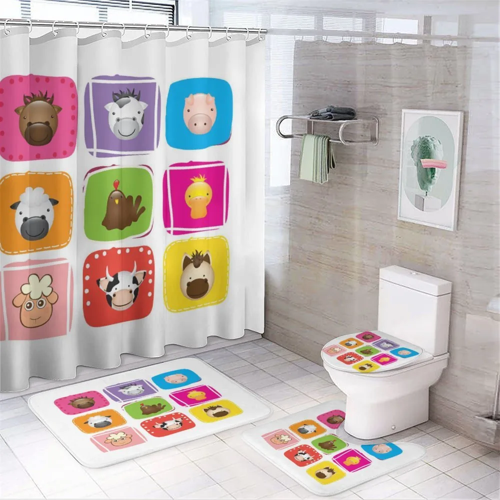Geometric Squares Faces — 4-Piece Bathroom Set preview