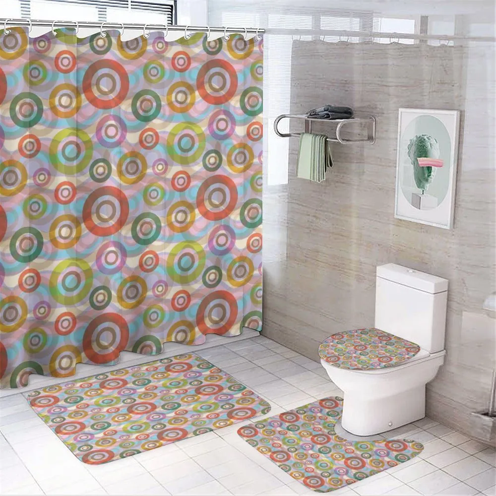 Hippie Colorful Circles 4-Piece Bathroom Set product video