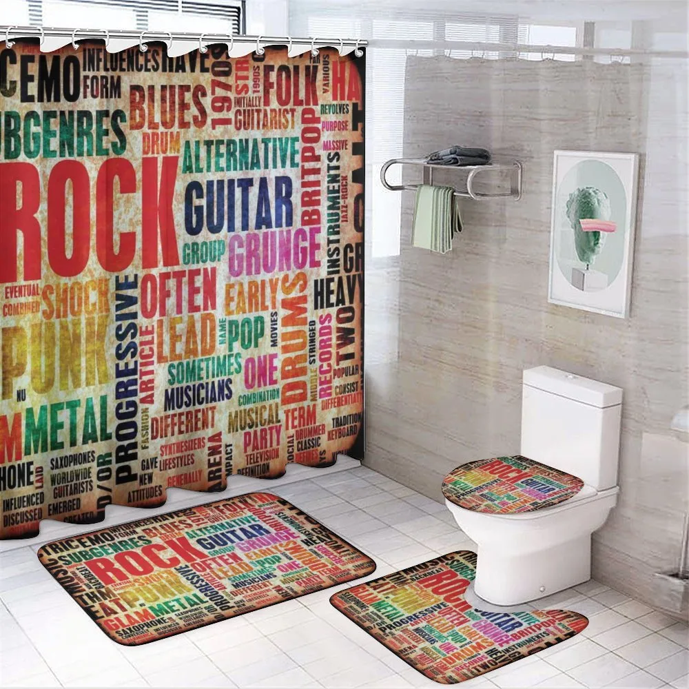 Music Rock 'n' Roll Poster — 4-Piece Bathroom Set preview