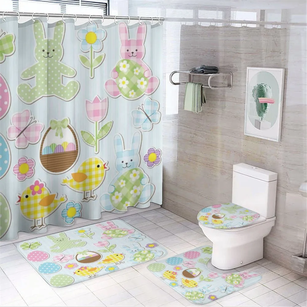 Pale Nursery Bunnies — 4-Piece Bathroom Set preview
