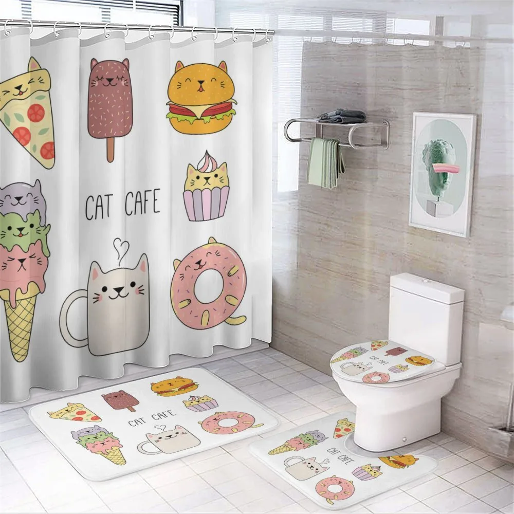 Cats Cafe Food Shapes — 4-Piece Bathroom Set preview