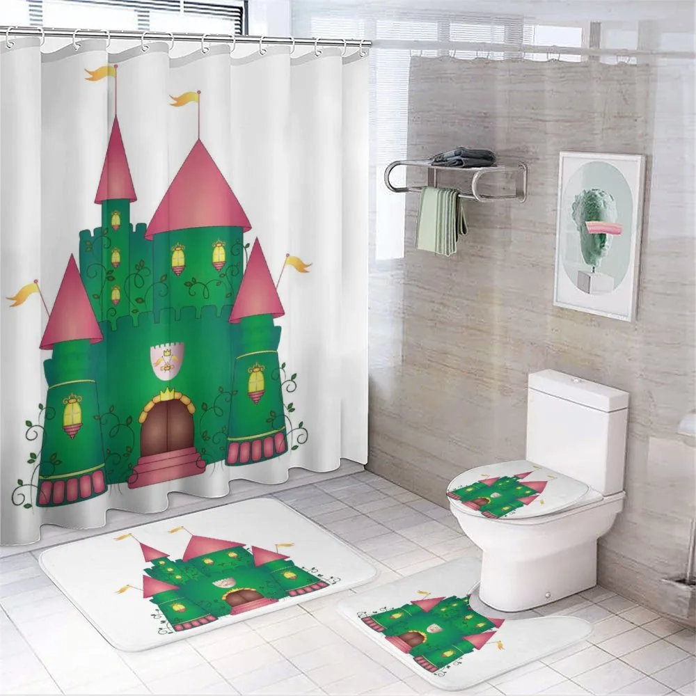 Colorful Fortress Cartoon — 4-Piece Bathroom Set preview