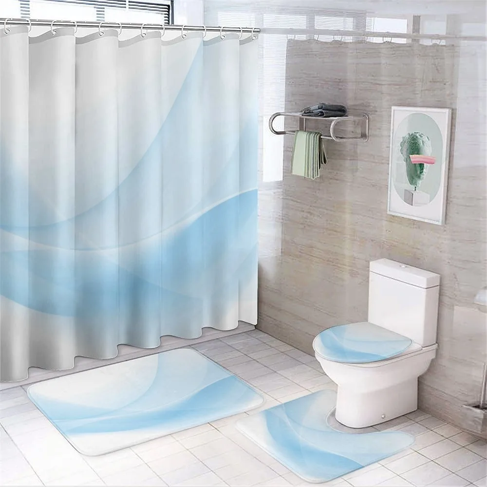 Flowing Wavy Effect Print — 4-Piece Bathroom Set preview