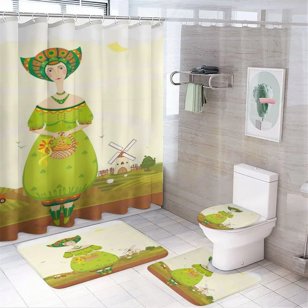 Girl and Kitten in Farm 4-Piece Bathroom Set product video