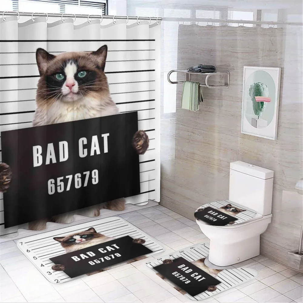 Jail Kitty Under Arrest — 4-Piece Bathroom Set preview