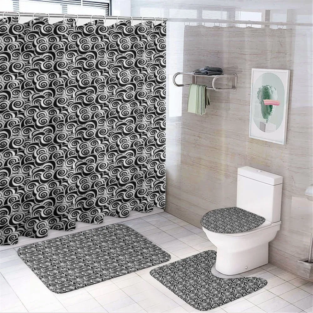 Monochrome Swirled Vortex — 4-Piece Bathroom Set preview