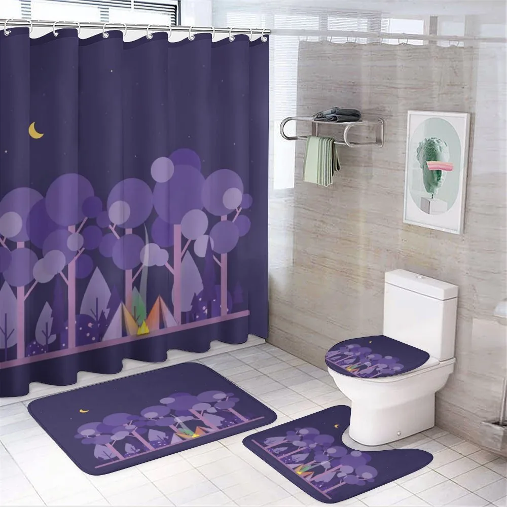Night at Campsite Scene — 4-Piece Bathroom Set preview