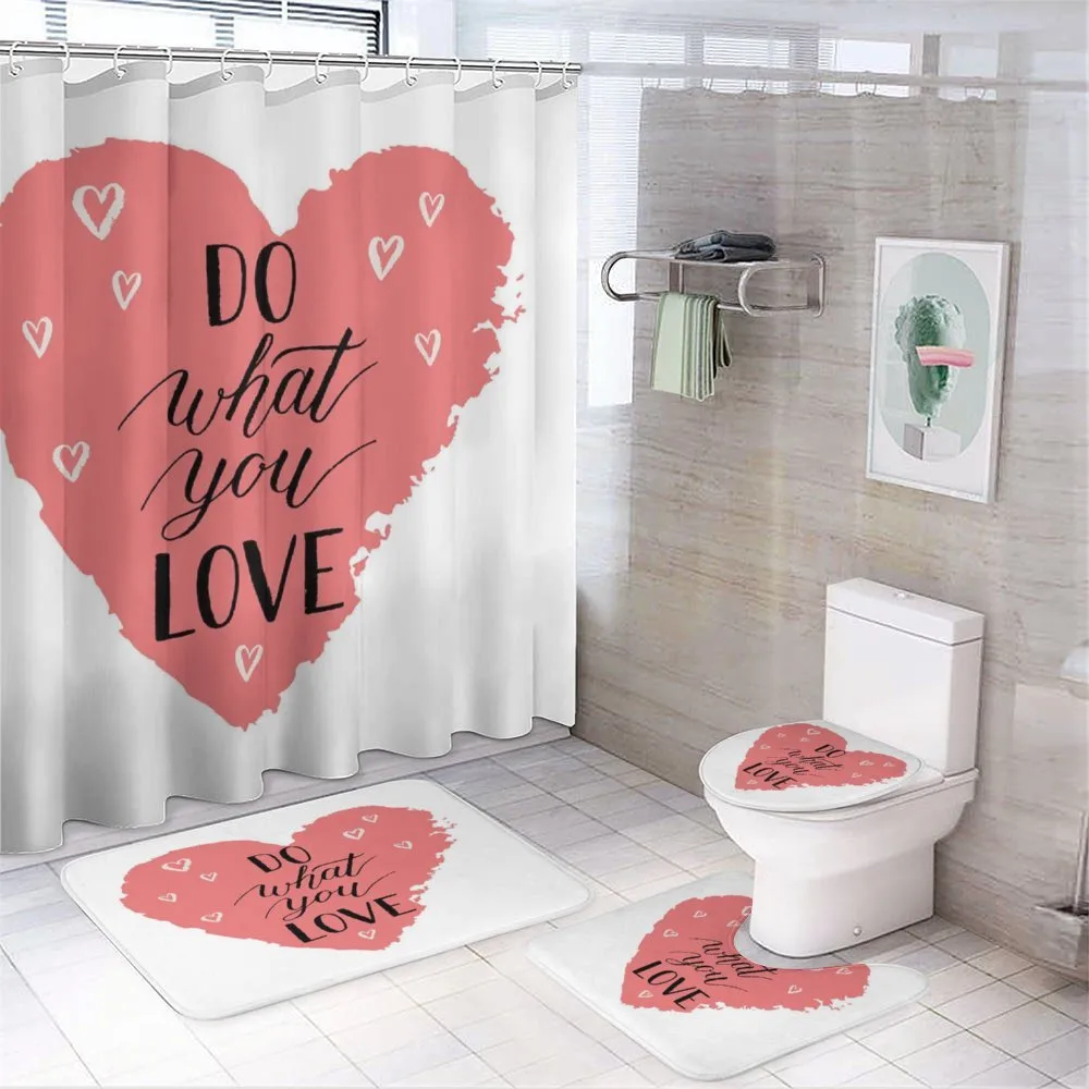 Simple Heart Shapes Love — 4-Piece Bathroom Set preview