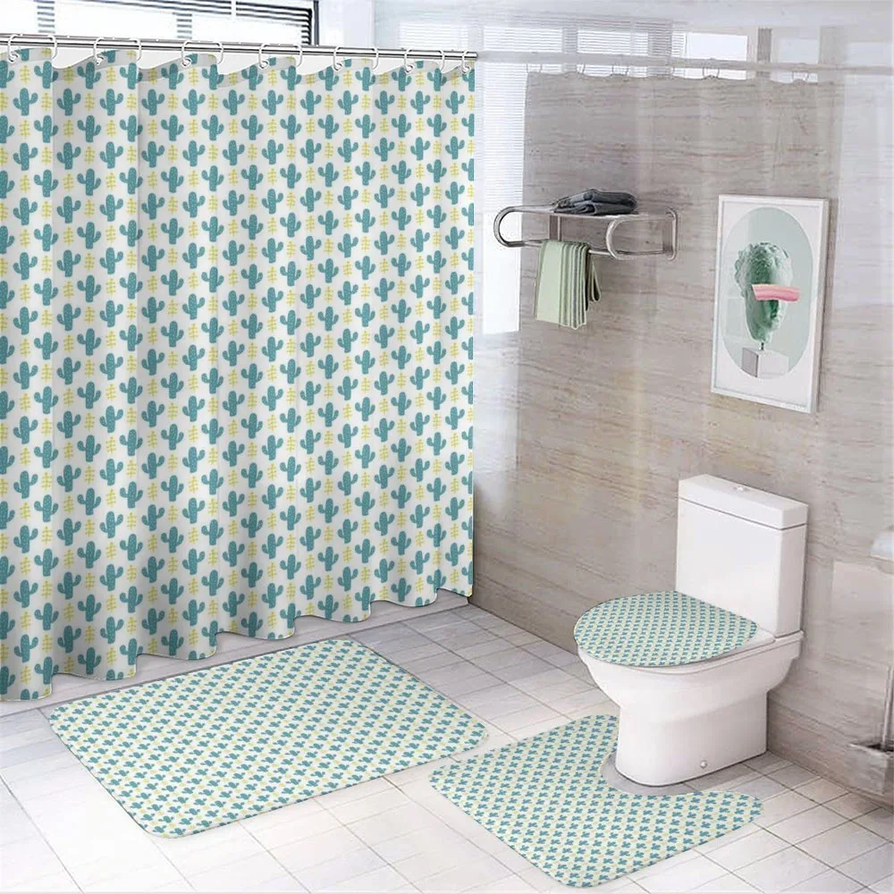 Simplistic Exotic Cacti Leaf — 4-Piece Bathroom Set preview