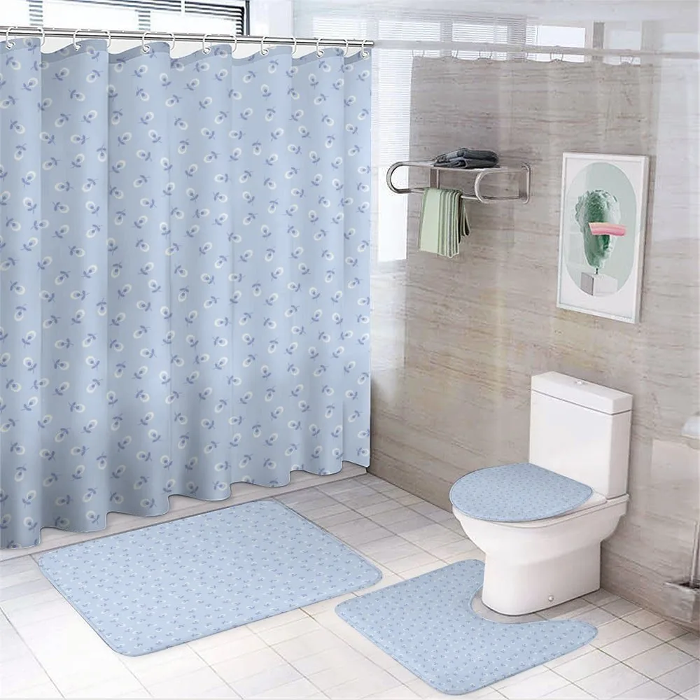 Small Retro Flowers — 4-Piece Bathroom Set preview