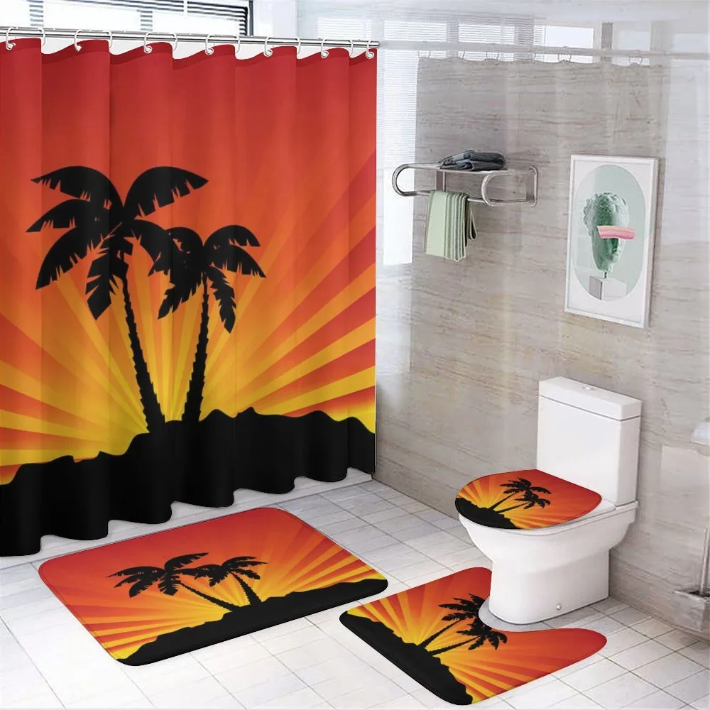 Sunrays Palm Trees Shade — 4-Piece Bathroom Set preview