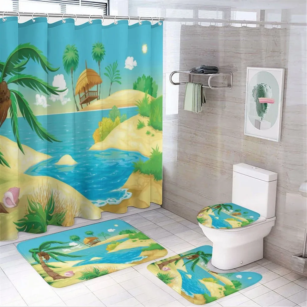 Beach View Cartoon Design — 4-Piece Bathroom Set preview