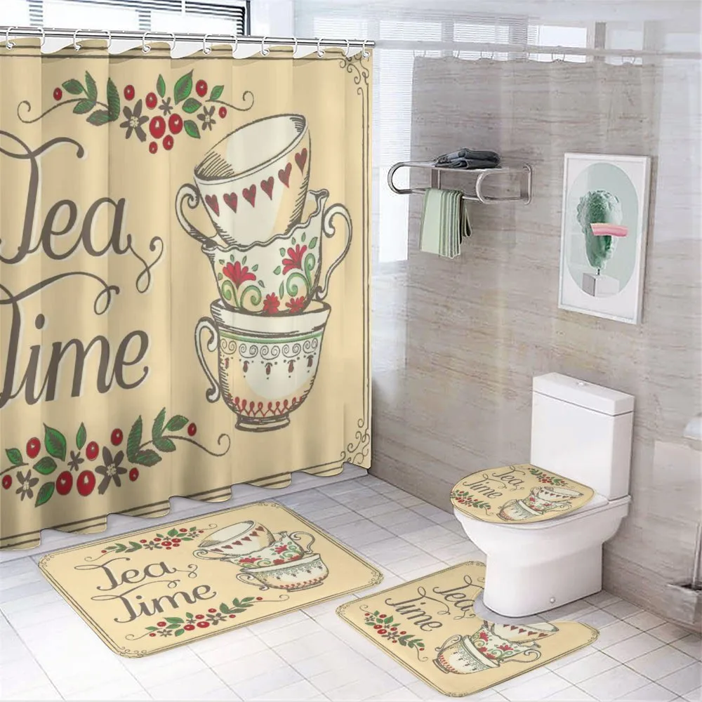 Flowers and Berries with Swirls — 4-Piece Bathroom Set preview