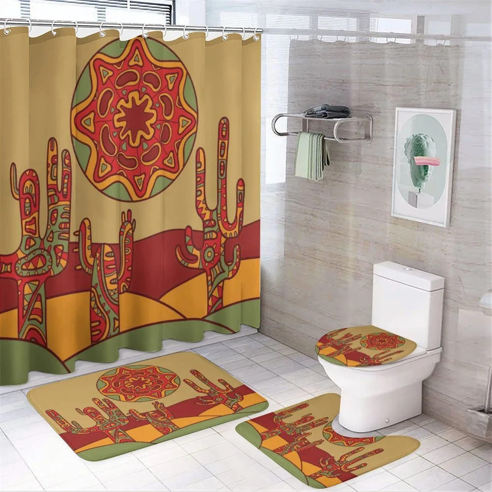 Tribal Design Cactus — 4-Piece Bathroom Set preview
