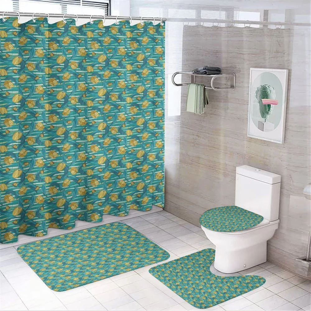 Tulip Flowers and Mosaic Art — 4-Piece Bathroom Set preview