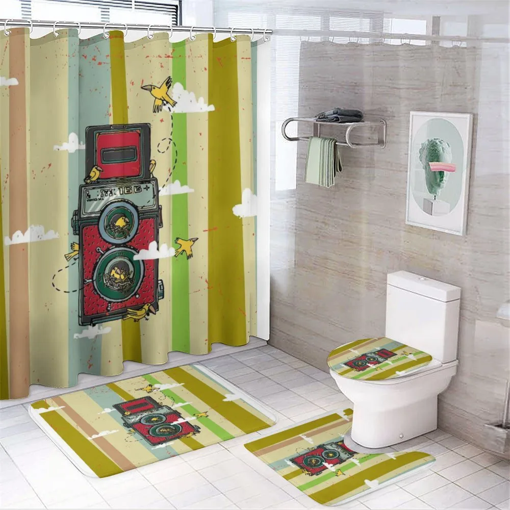 2 Lenses and Birds Clouds 4-Piece Bathroom Set product video