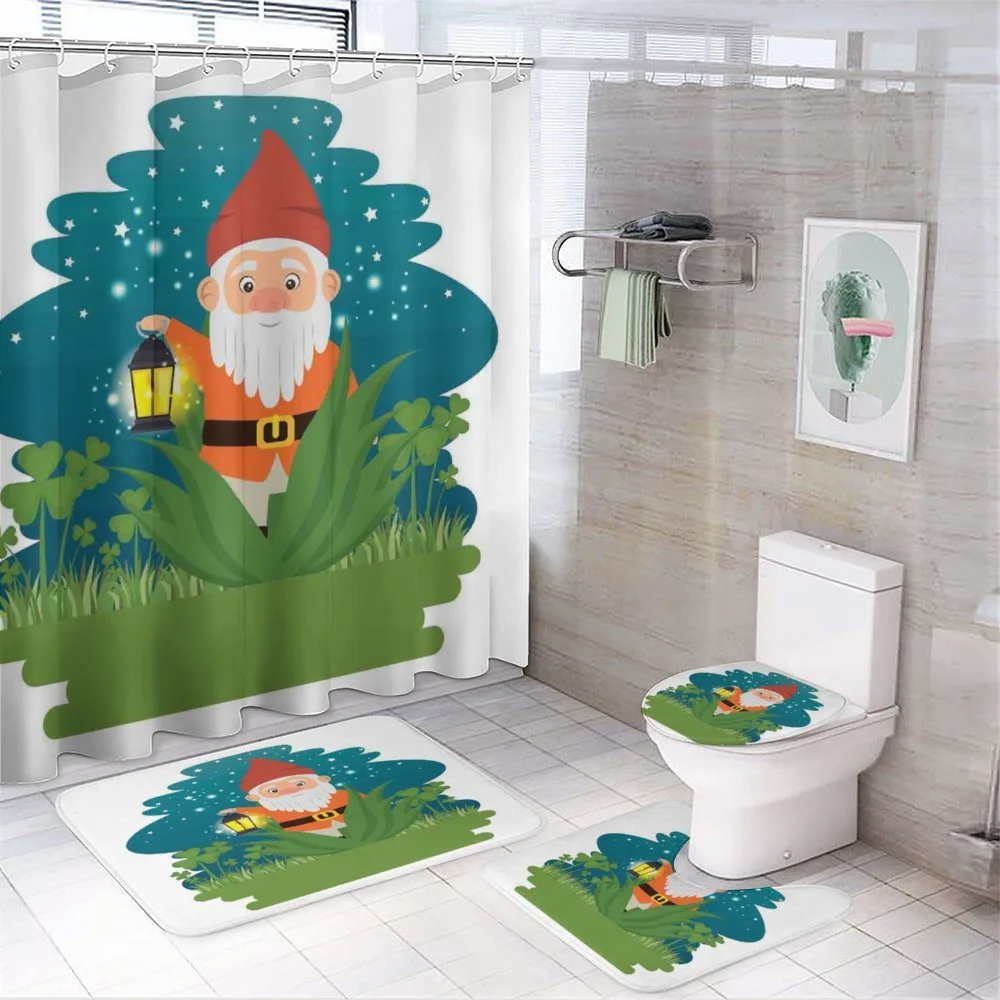 Dwarf with Lantern on Grass 4-Piece Bathroom Set product video
