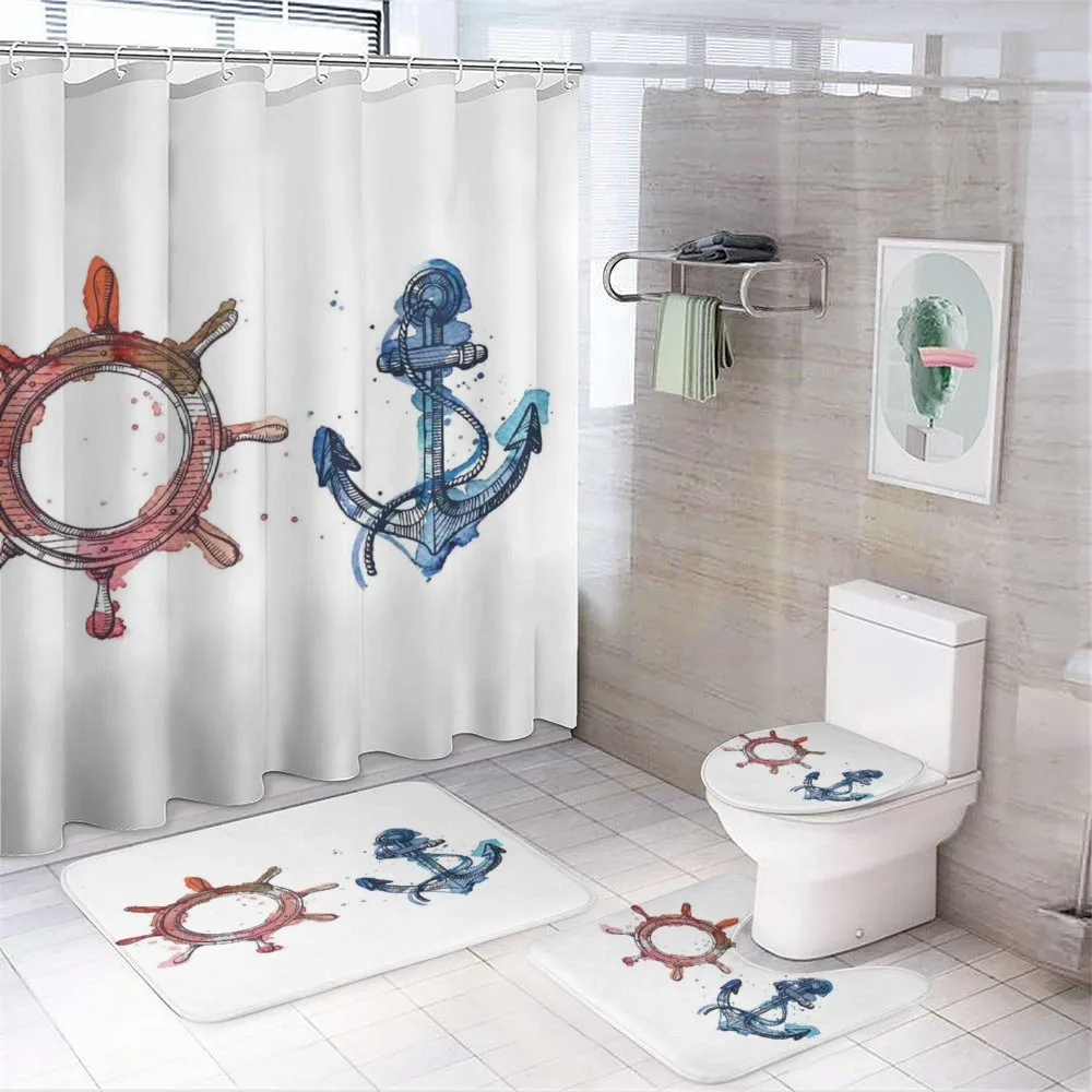 Nautical Steering Wheel — 4-Piece Bathroom Set preview