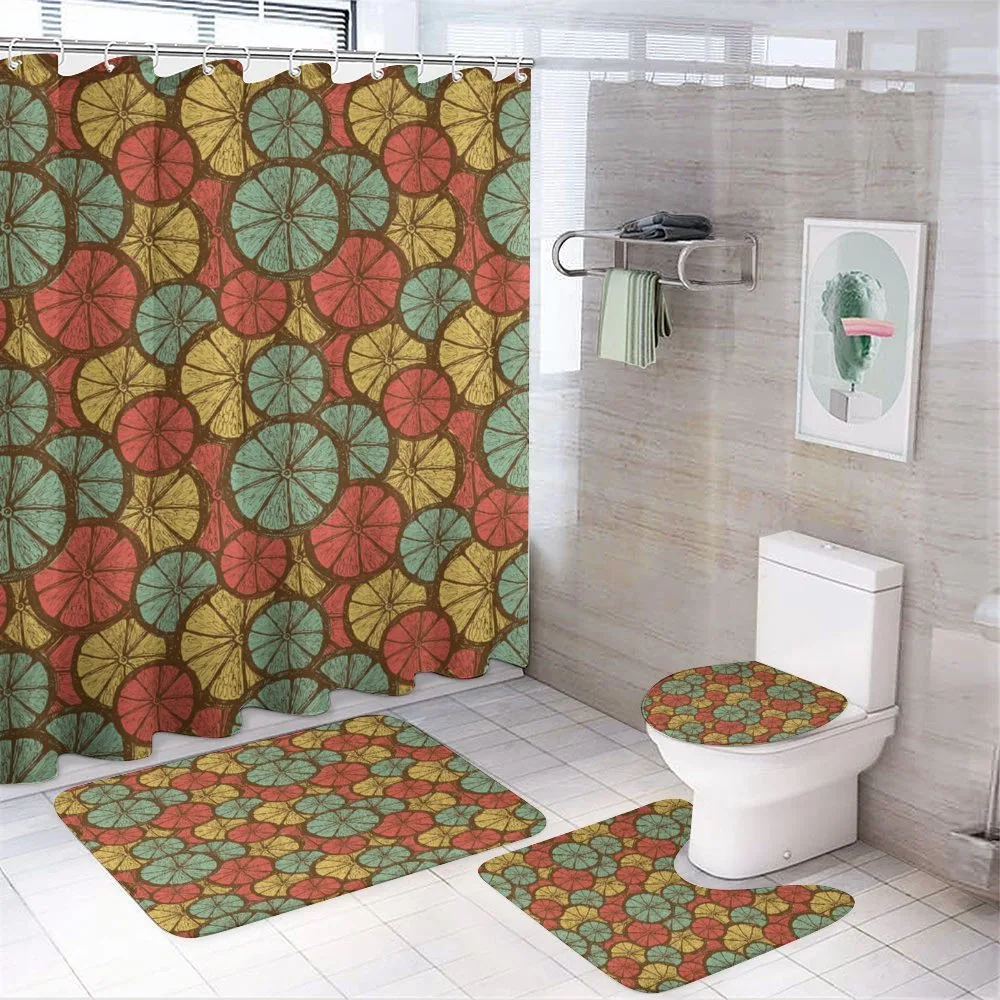 Retro Style Sketch Oranges — 4-Piece Bathroom Set preview