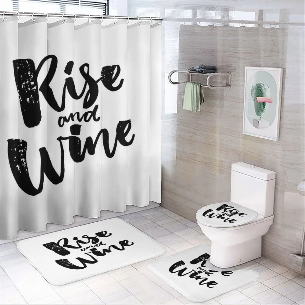 Rise and Wine Words 4-Piece Bathroom Set product video