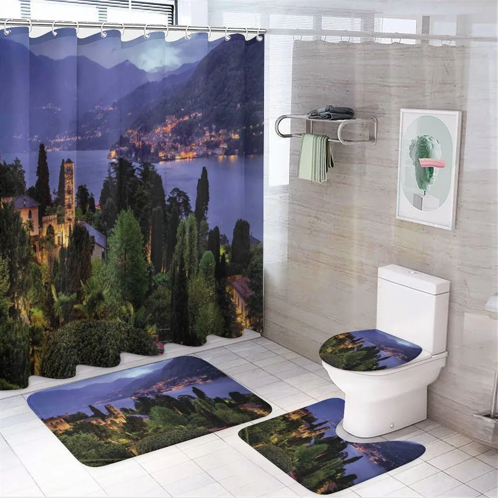 Village Aerial Scenery 4-Piece Bathroom Set product video