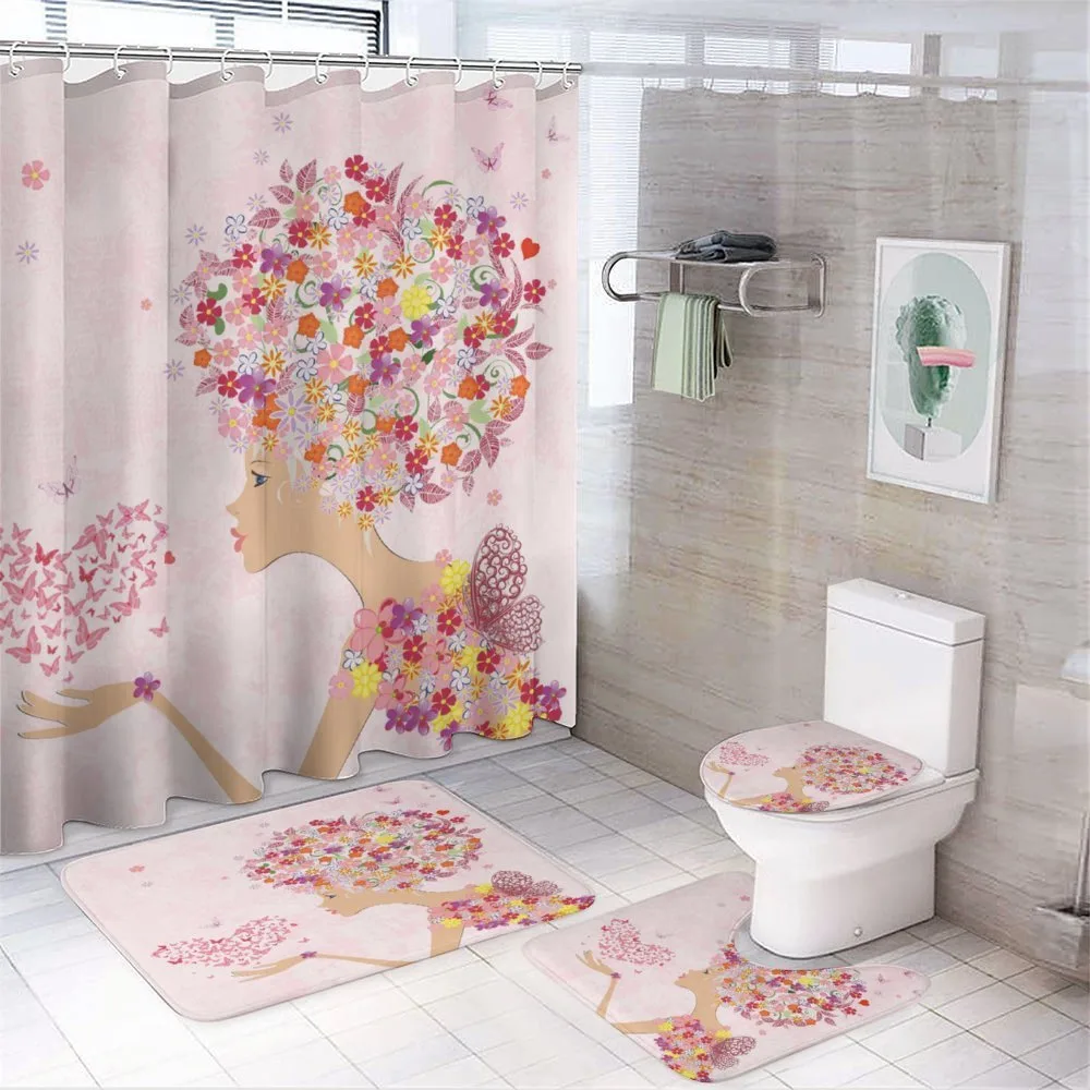 Flowers Girl Butterflies 4-Piece Bathroom Set product video