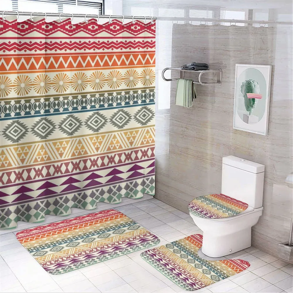 Geometric Zig Zag Lines — 4-Piece Bathroom Set preview