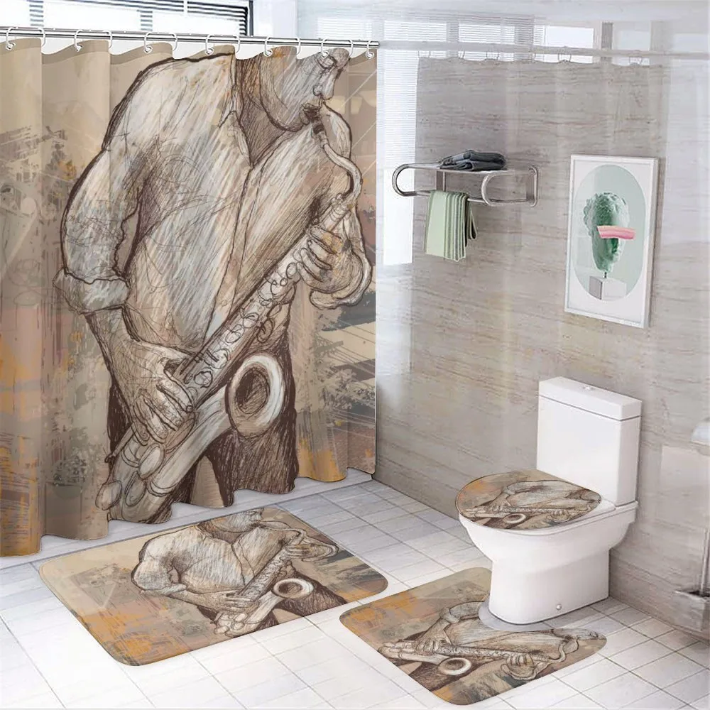 Jazz Musician on Street — 4-Piece Bathroom Set preview