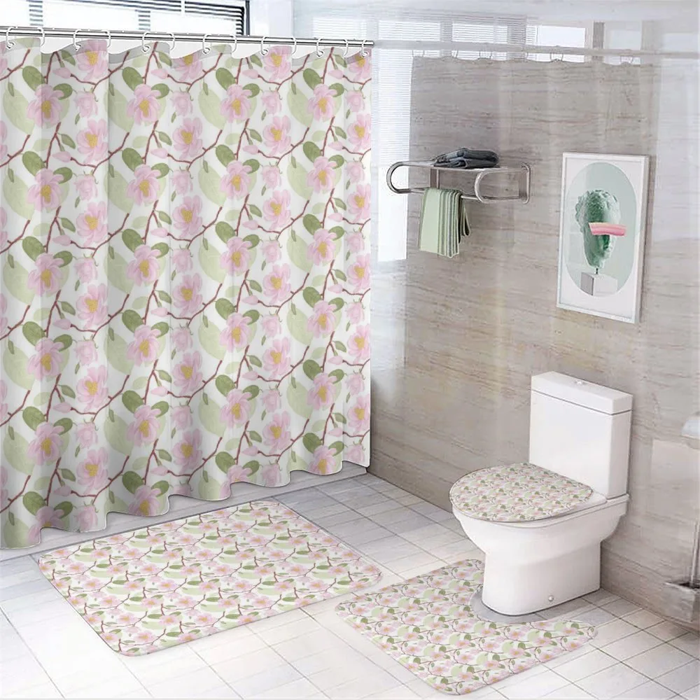 Magnolia Branch Flowers — 4-Piece Bathroom Set preview