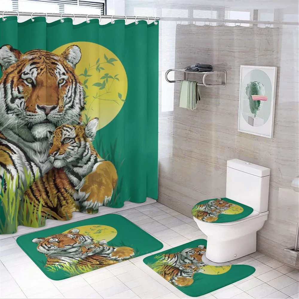 Tiger Family in Jungle — 4-Piece Bathroom Set preview