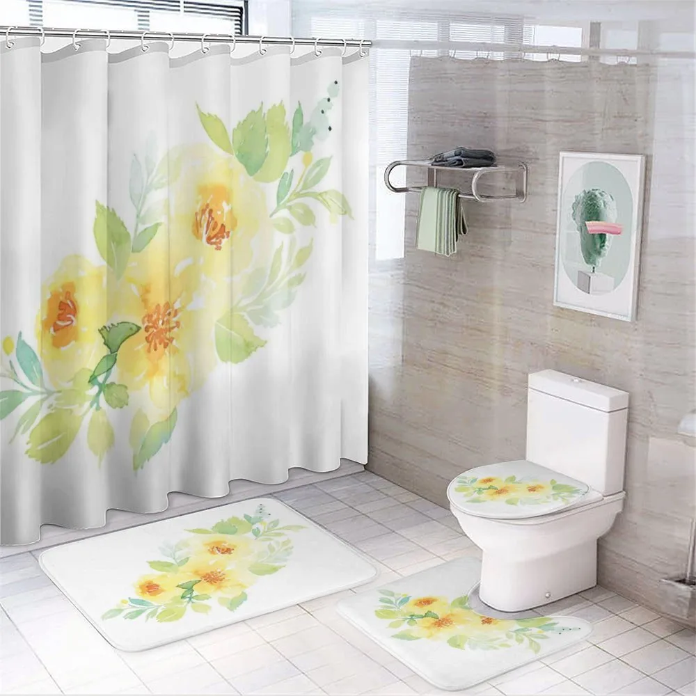 Watercolor Nature Flower — 4-Piece Bathroom Set preview