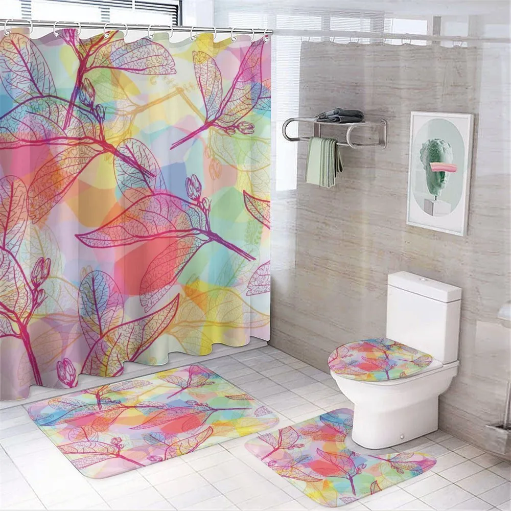 Colorful Abstract Foliage — 4-Piece Bathroom Set preview