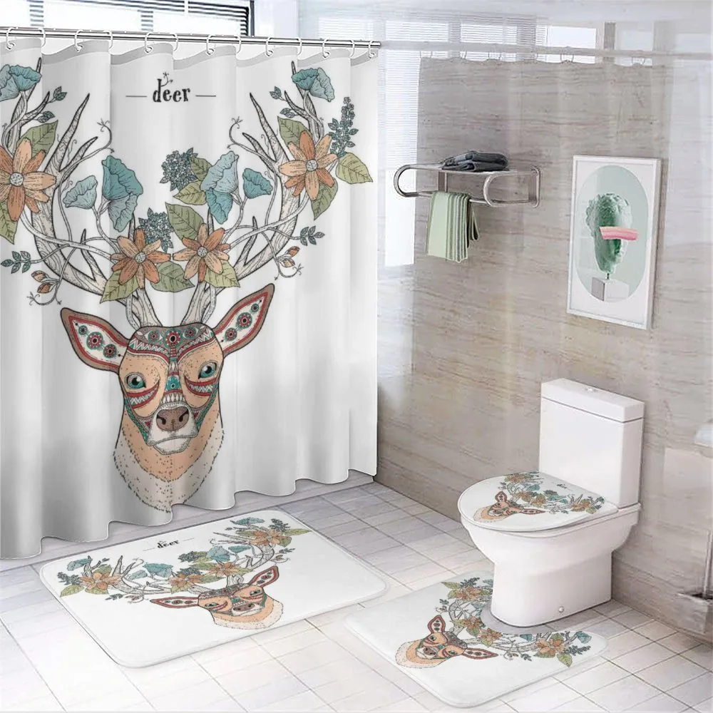 Deer Head Floral Ethnic — 4-Piece Bathroom Set preview