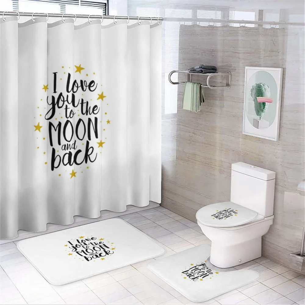 Doodle Stars and Words — 4-Piece Bathroom Set preview